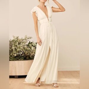 Lulus Ivory Ruffled Maxi Dress NWT – Bridal, Wedding, Summer, Size Small